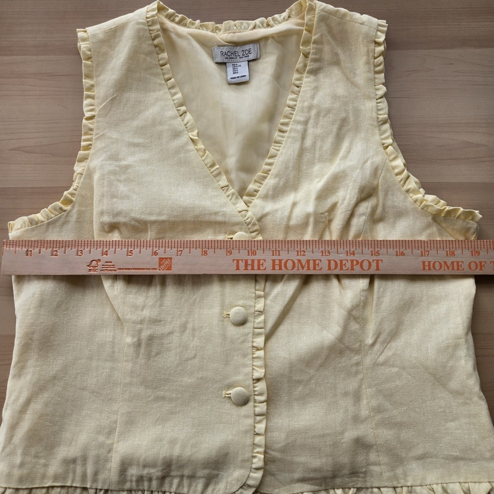 Rachel Zoe Women's Large Yellow Linen Blend Ruffle Trim Button Front Vest Top... - Picture 7 of 16